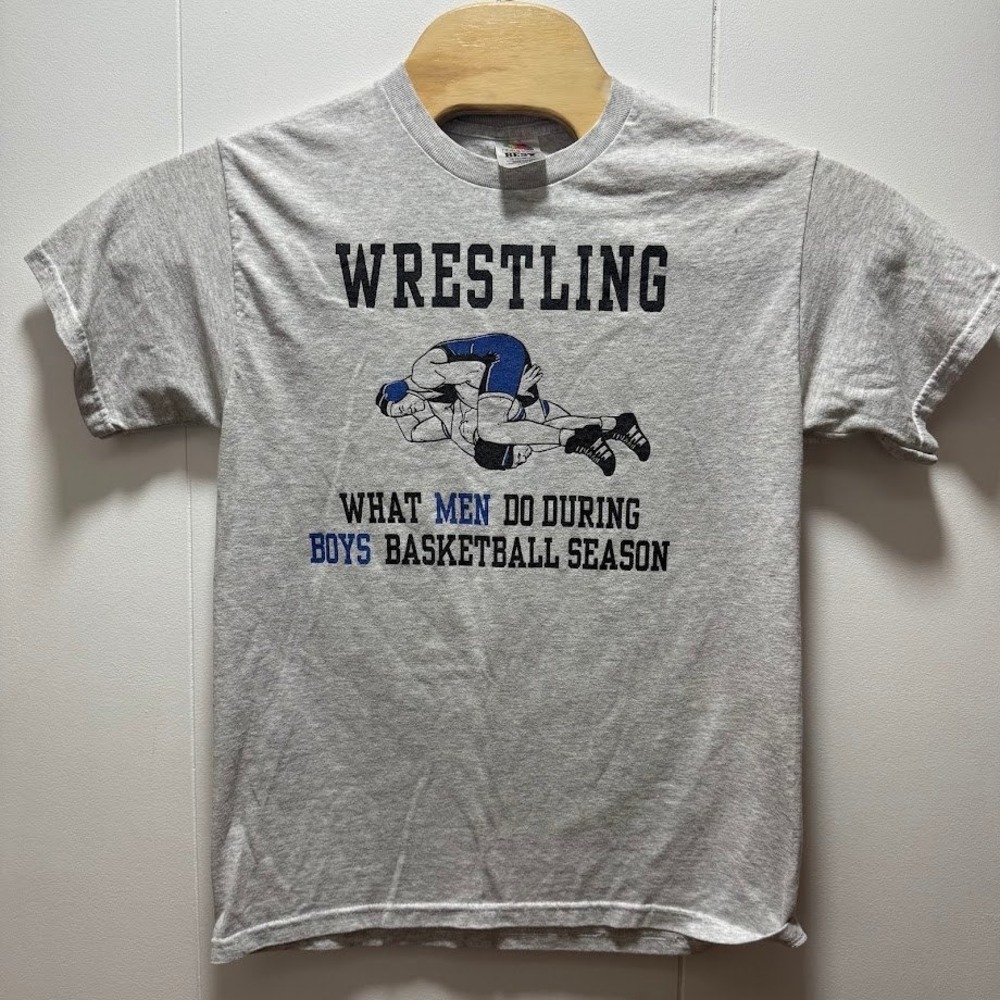 Fruit of the Loom Wrestling What Men Do During Boys Basketball Season T-Shirt M